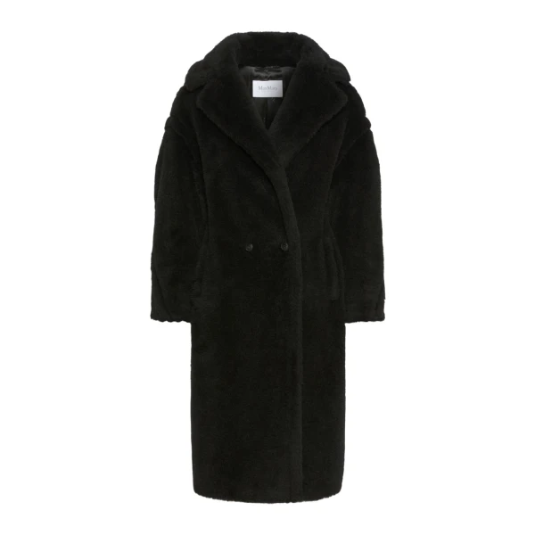 Max Mara Tedgirl Alpaca and Wool Teddy Bear Icon Coat in Black | Wool Coat | Coveti