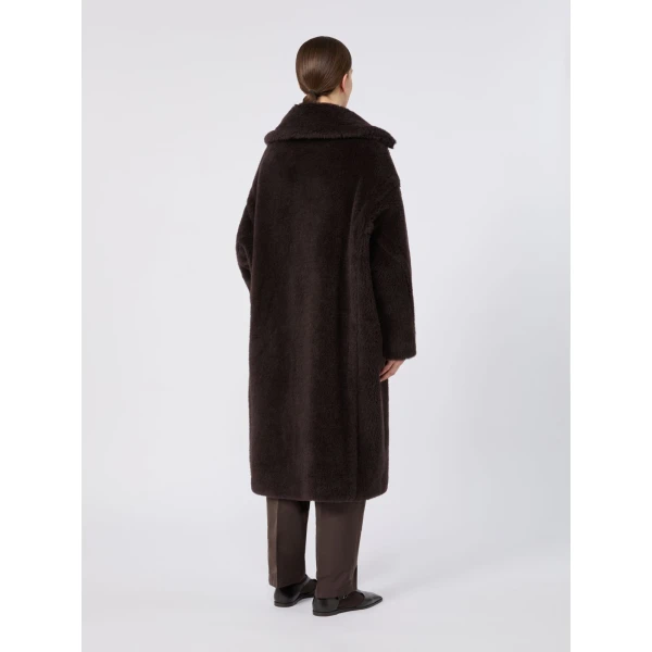 Max Mara Tedgirl Alpaca and Wool Teddy Bear Icon Coat in Dark Brown | Wool Coat | Coveti