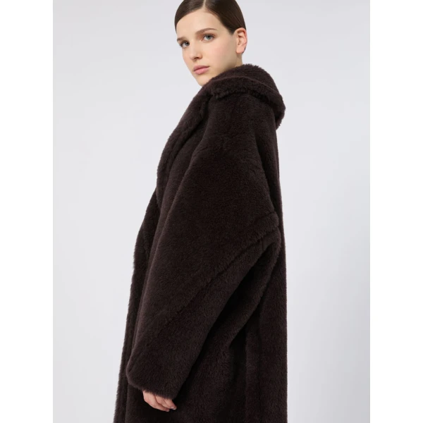 Max Mara Tedgirl Alpaca and Wool Teddy Bear Icon Coat in Dark Brown | Wool Coat | Coveti