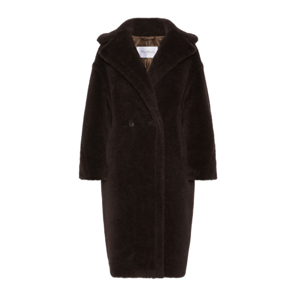 Max Mara Tedgirl Alpaca and Wool Teddy Bear Icon Coat in Dark Brown | Wool Coat | Coveti