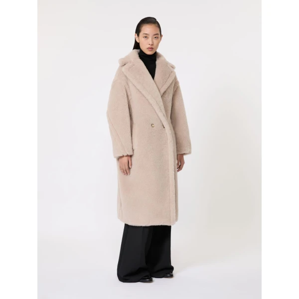 Max Mara Tedgirl Alpaca and Wool Teddy Bear Icon Coat in Sand | Wool Coat | Coveti