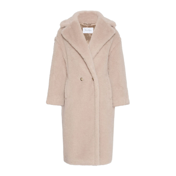 Max Mara Tedgirl Alpaca and Wool Teddy Bear Icon Coat in Sand | Wool Coat | Coveti
