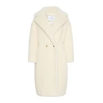 Max Mara Tedgirl Alpaca and Wool Teddy Bear Icon Coat in White | Wool Coat | Coveti