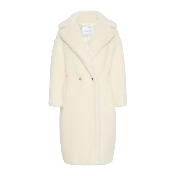 Max Mara Tedgirl Alpaca and Wool Teddy Bear Icon Coat in White | Wool Coat | Coveti