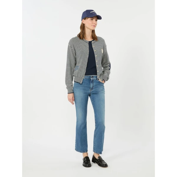 Max Mara Teiera Inlay Cotton Cardigan in Navy | Cardigan | Coveti