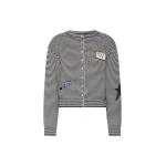 Max Mara Teiera Inlay Cotton Cardigan in Navy | Cardigan | Coveti