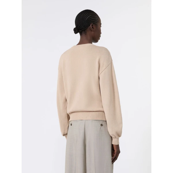 Max Mara Teiera Inlay Cotton Cardigan in Sand | Cardigan | Coveti