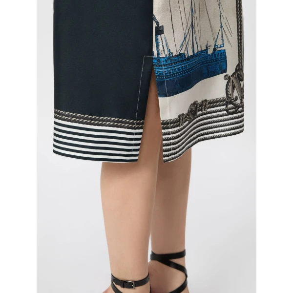 Max Mara Teismo Printed Silk Twill Shirt Dress in Stone Grey | Shirtdress | Coveti