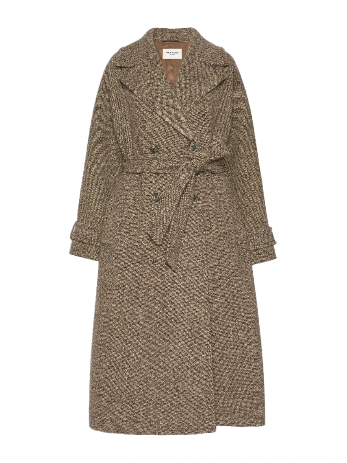Max Mara Tema Long Wool-Blend Tweed Coat in Brown Max Mara Tema Long Wool-Blend Tweed Coat in Brown | Wool Coat | Coveti