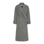 Max Mara Tema Long Wool-Blend Tweed Coat in Dark Grey | Wool Coat | Coveti