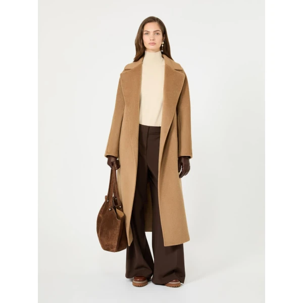Max Mara Tempera Wool and Alpaca Teddy Coat in Camel | Wool Coat | Coveti