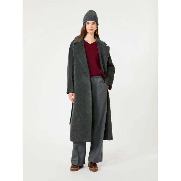 Max Mara Tempera Wool and Alpaca Teddy Coat in Dark Grey | Wool Coat | Coveti