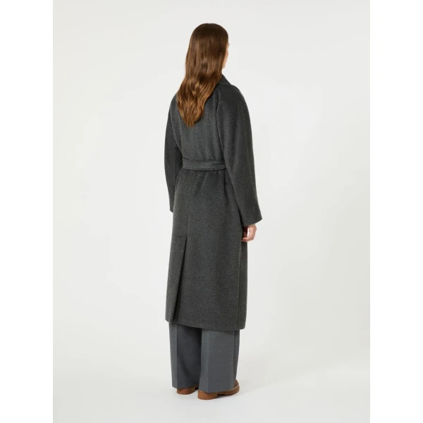 Max Mara Tempera Wool and Alpaca Teddy Coat in Dark Grey | Wool Coat | Coveti