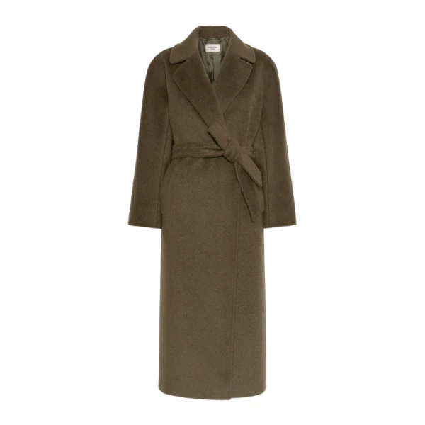 Max Mara Tempera Wool and Alpaca Teddy Coat in Khaki | Wool Coat | Coveti