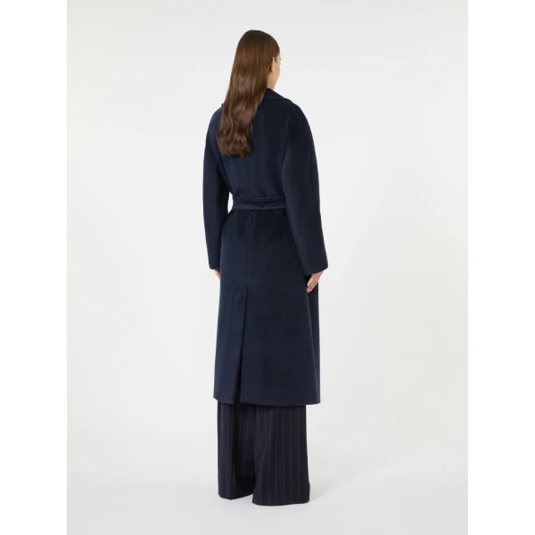 Max Mara Tempera Wool and Alpaca Teddy Coat in Navy | Wool Coat | Coveti