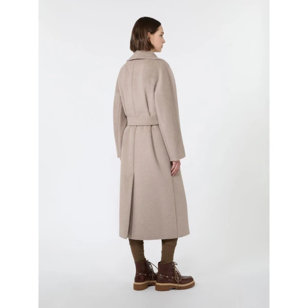 Max Mara Tempera Wool and Alpaca Teddy Coat in Sand | Wool Coat | Coveti