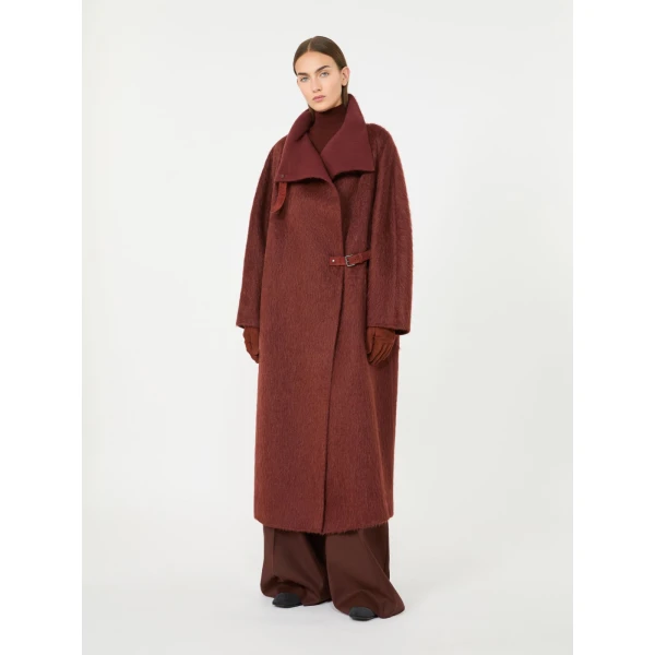 Max Mara Tempo Alpaca and Wool Wrap Coat in Rust | Wool Coat | Coveti