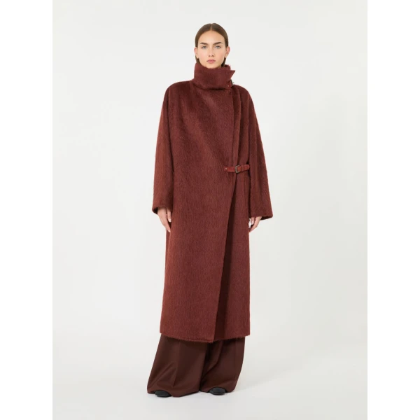 Max Mara Tempo Alpaca and Wool Wrap Coat in Rust | Wool Coat | Coveti