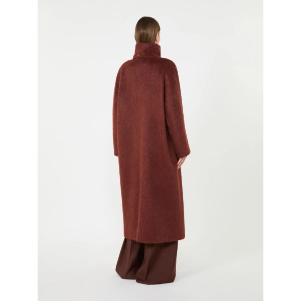 Max Mara Tempo Alpaca and Wool Wrap Coat in Rust | Wool Coat | Coveti