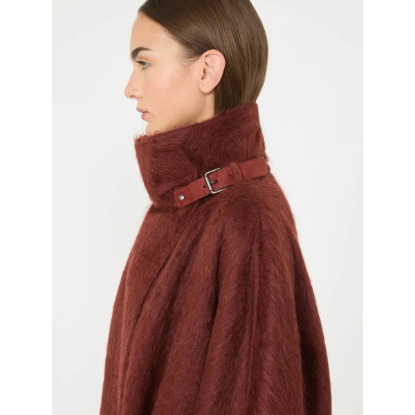 Max Mara Tempo Alpaca and Wool Wrap Coat in Rust | Wool Coat | Coveti