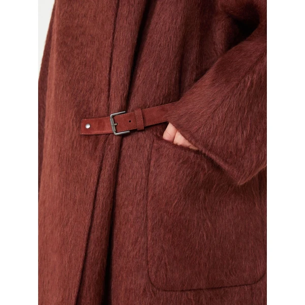 Max Mara Tempo Alpaca and Wool Wrap Coat in Rust | Wool Coat | Coveti