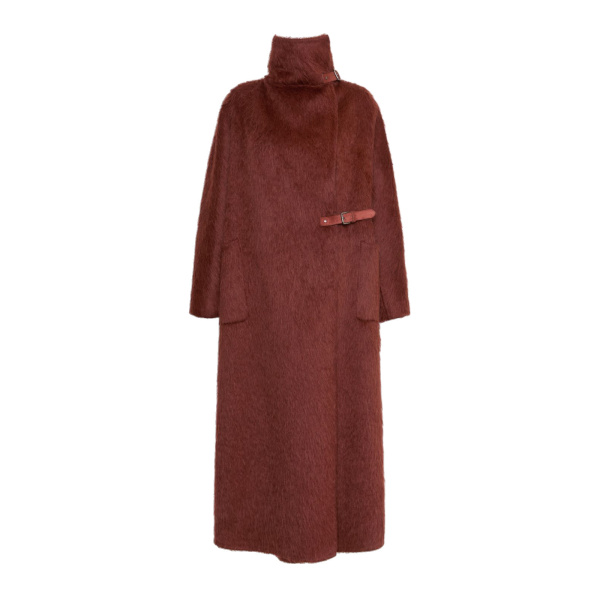 Max Mara Tempo Alpaca and Wool Wrap Coat in Rust | Wool Coat | Coveti