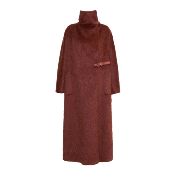 Tempo Alpaca and Wool Wrap Coat in Rust