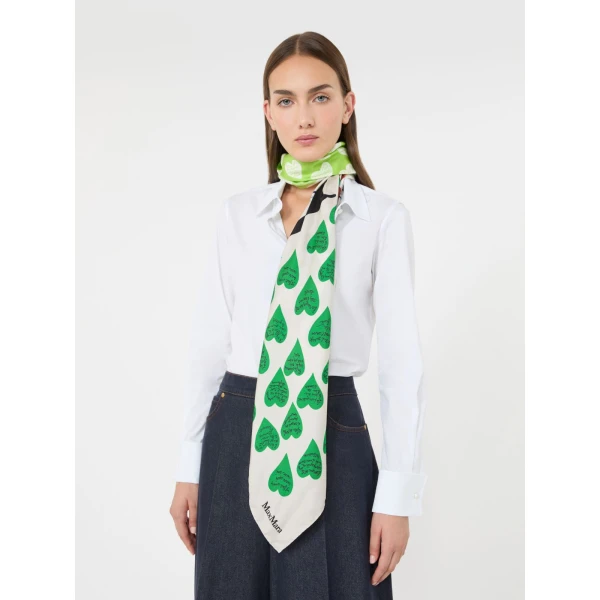 Max Mara Tempra Heritage Silk Foulard in White | Scarves | Coveti