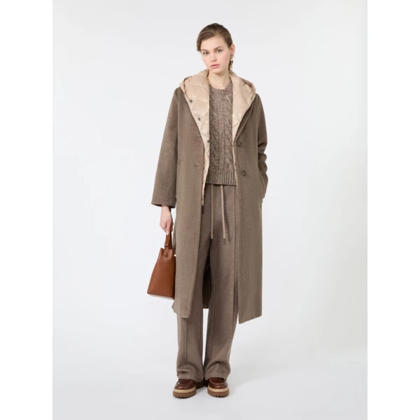 Max Mara Tenda Jersey Drap Wide-Leg Trousers in Marron Glace | Sweatpants | Coveti
