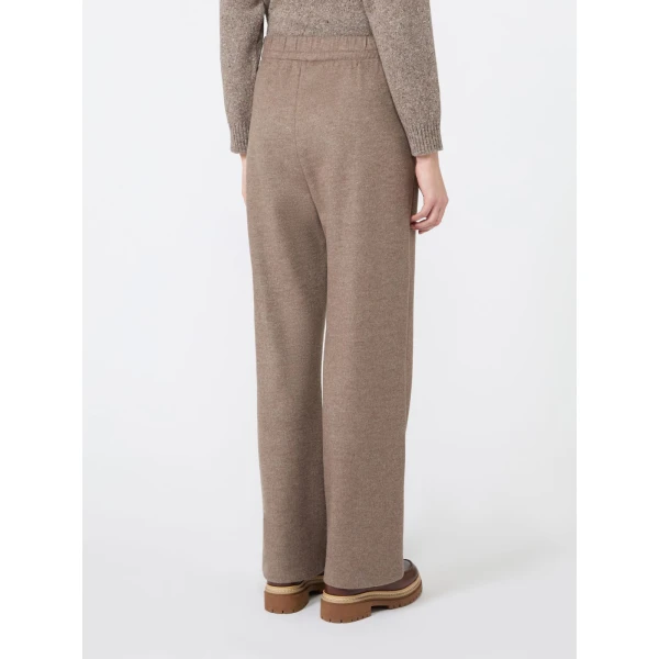 Max Mara Tenda Jersey Drap Wide-Leg Trousers in Marron Glace | Sweatpants | Coveti
