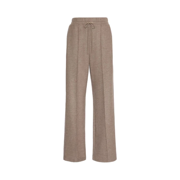Max Mara Tenda Jersey Drap Wide-Leg Trousers in Marron Glace | Sweatpants | Coveti