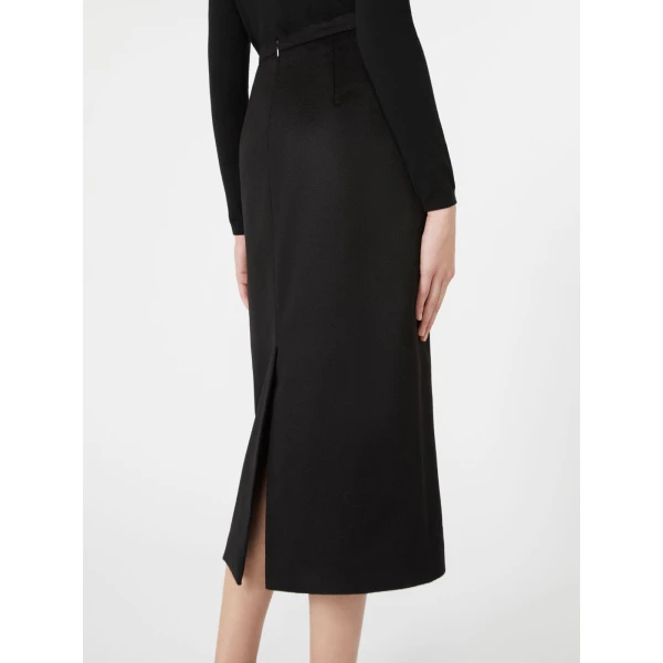 Max Mara Tenda Sable-Look Camel Pencil Skirt in Black | Pencil Skirts | Coveti