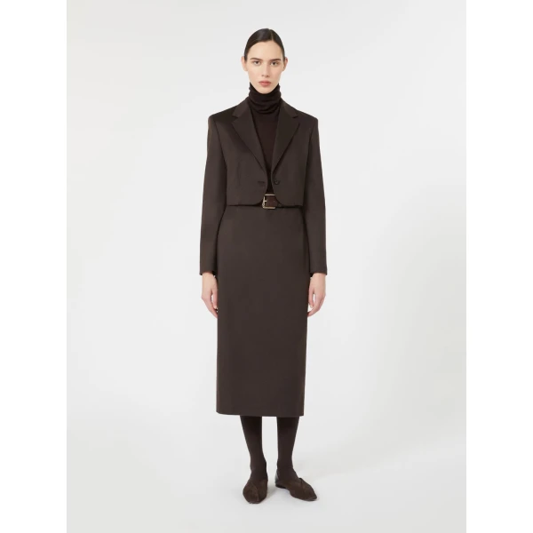Max Mara Tenda Sable-Look Camel Pencil Skirt in Dark Brown | Pencil Skirts | Coveti