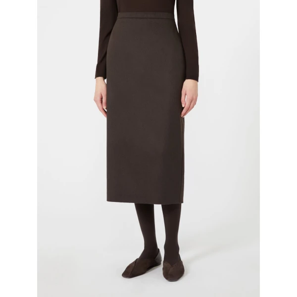 Max Mara Tenda Sable-Look Camel Pencil Skirt in Dark Brown | Pencil Skirts | Coveti