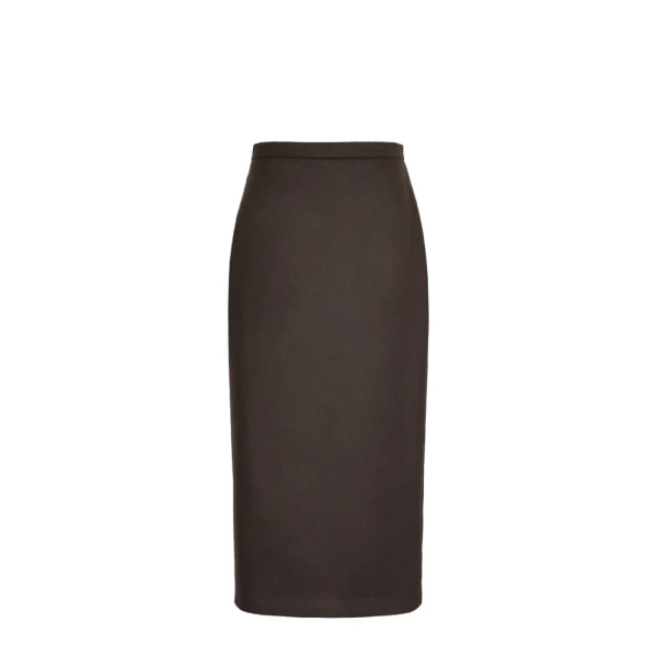 Tenda Sable-Look Camel Pencil Skirt in Dark Brown