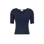 Max Mara Tenente Rib-Knit Stretch Viscose Jumper in Navy | Sweaters | Coveti
