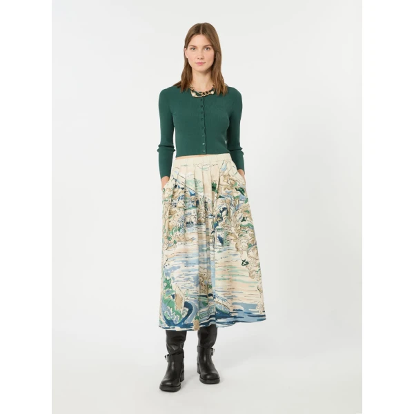 Max Mara Tennis Fine Rib Viscose Cardigan in Green | Cardigan | Coveti