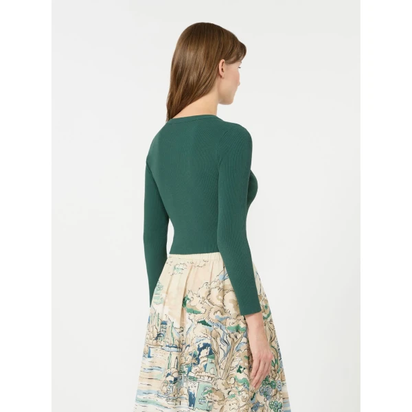 Max Mara Tennis Fine Rib Viscose Cardigan in Green | Cardigan | Coveti