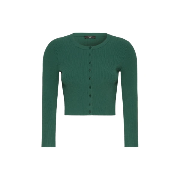 Max Mara Tennis Fine Rib Viscose Cardigan in Green | Cardigan | Coveti