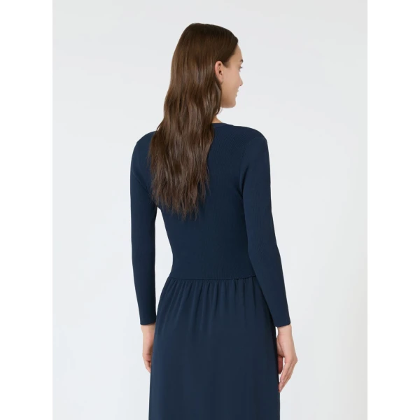 Max Mara Tennis Fine Rib Viscose Cardigan in Navy | Cardigan | Coveti