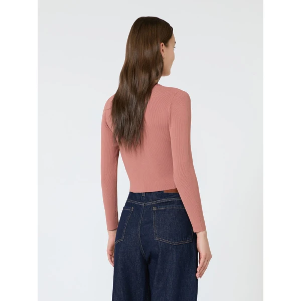 Max Mara Tennis Fine Rib Viscose Cardigan in Terra Cotta | Cardigan | Coveti