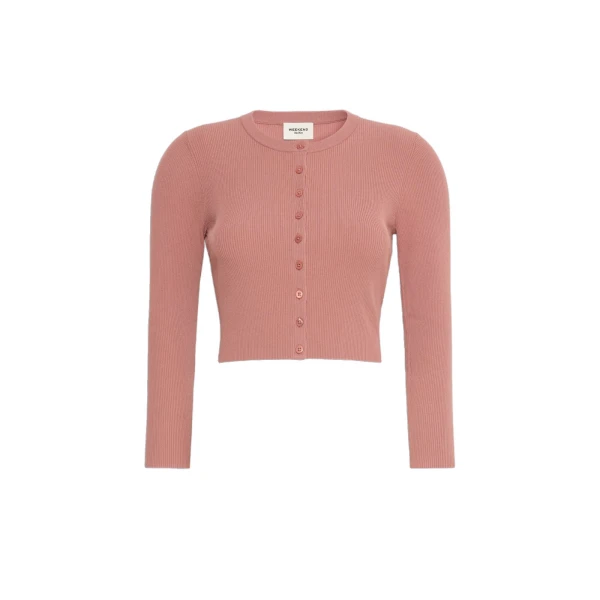 Max Mara Tennis Fine Rib Viscose Cardigan in Terra Cotta | Cardigan | Coveti