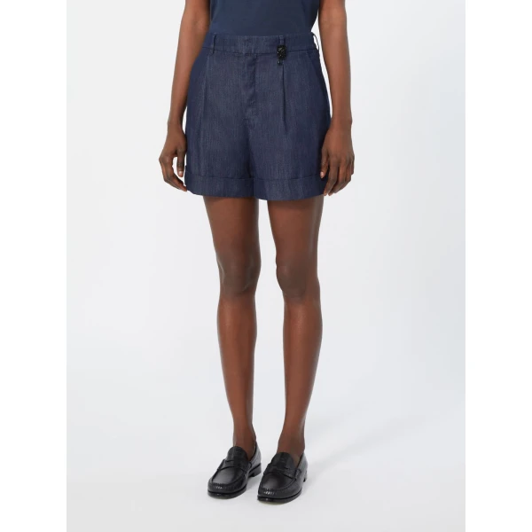Max Mara Tenue Cotton Denim Shorts in Midnight Blue | Shorts | Coveti
