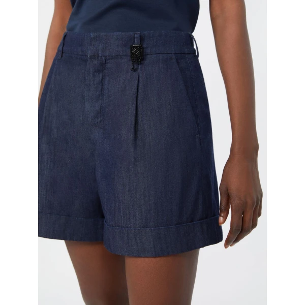 Max Mara Tenue Cotton Denim Shorts in Midnight Blue | Shorts | Coveti
