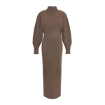 Max Mara Tenuta Wool and Cashmere Jersey Dress in Mud | Maxi Dresses | Coveti