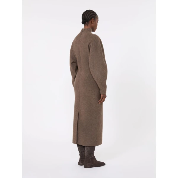Max Mara Tenuta Wool and Cashmere Jersey Dress in Mud | Maxi Dresses | Coveti