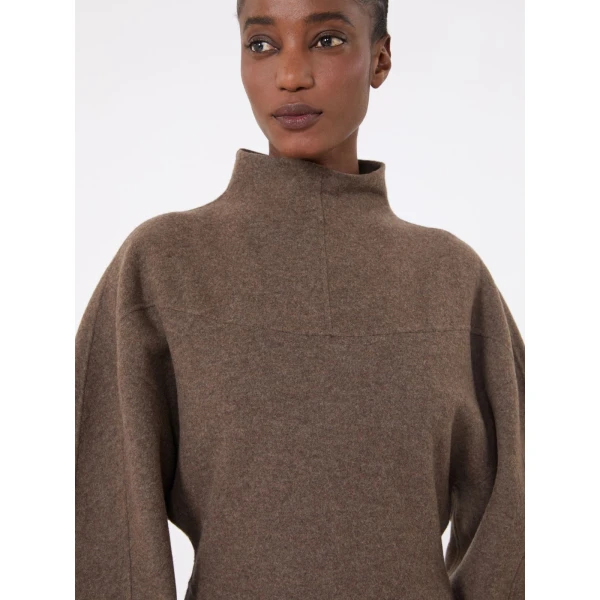 Max Mara Tenuta Wool and Cashmere Jersey Dress in Mud | Maxi Dresses | Coveti