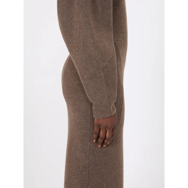 Max Mara Tenuta Wool and Cashmere Jersey Dress in Mud | Maxi Dresses | Coveti