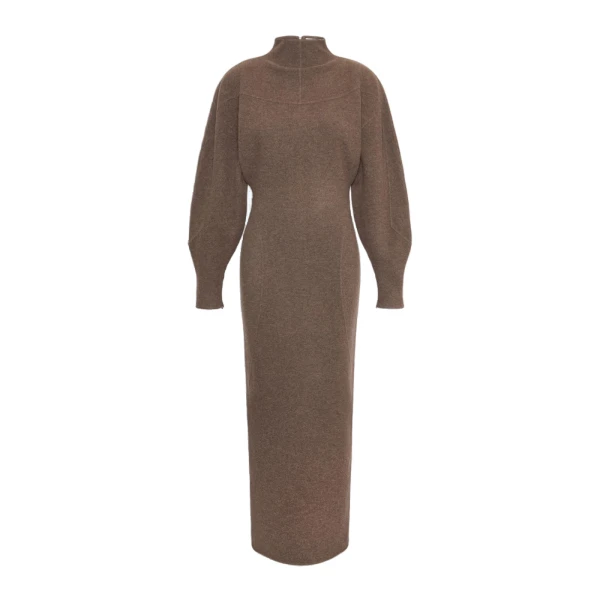 Tenuta Wool and Cashmere Jersey Dress in Mud