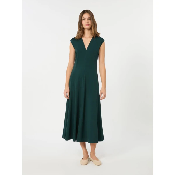 Max Mara Ter Long Interlock Jersey Dress in Green | Maxi Dresses | Coveti